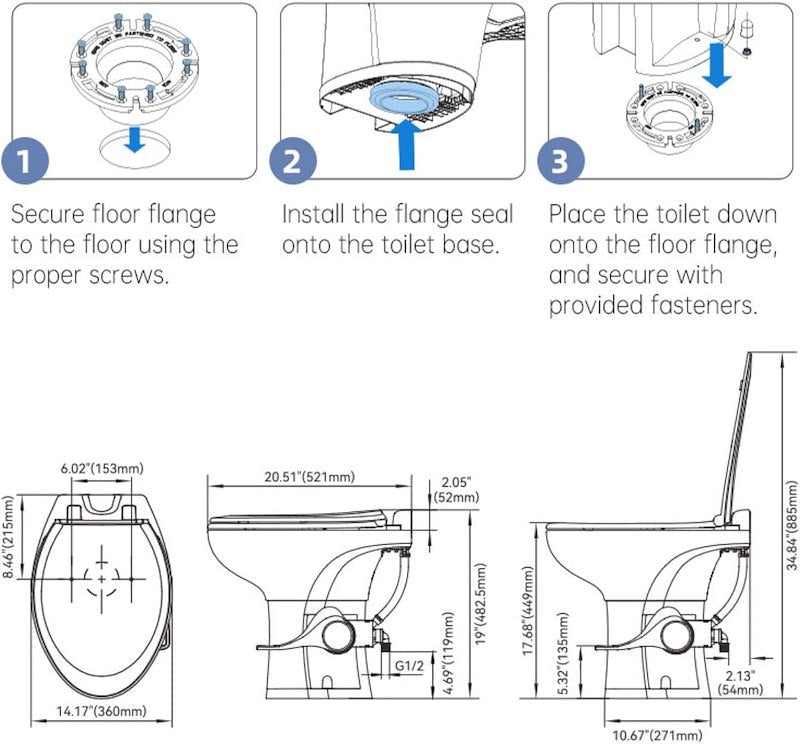 SeaFlo Residential Height RV Toilet Ceramic Bowl - Part SFRTCH-02-01 - Imex RV And Auto Parts