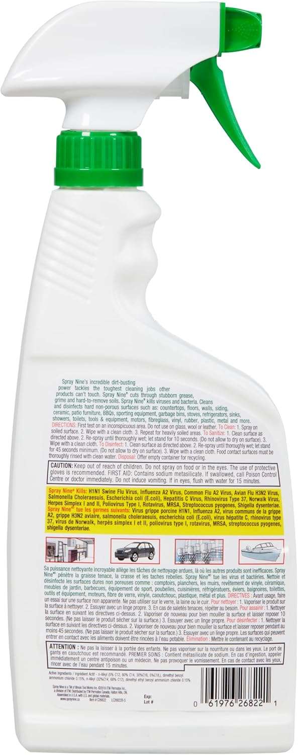 Spray Nine® Heavy - Duty Cleaner/Disinfectant, 650ml Bottle - Imex RV And Auto Parts