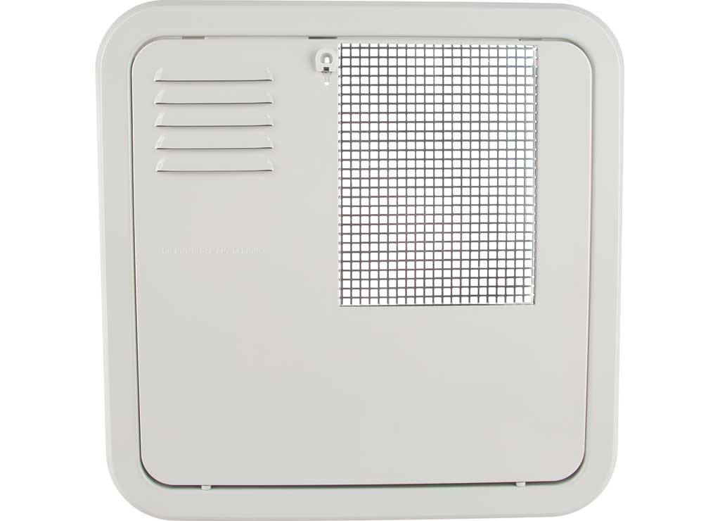 Suburban Water Heater Flush Mount Access Door with Frame for 10, 12, and 16 Gallon Models - Polar White | Part Number 6259APW - Imex RV And Auto Parts