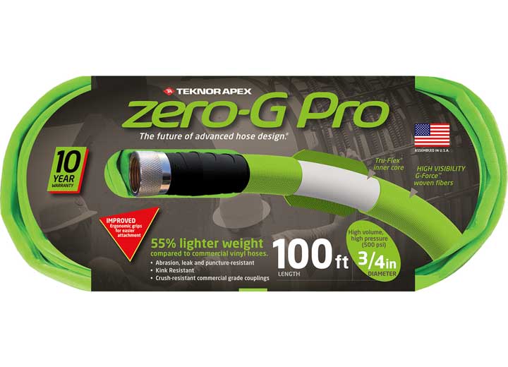 Teknor Apex Zerog Pro Hose 3/4 inch x 100 ft Commercial Grade with Crush-Resistant Coupling and Brass Insert - Imex RV And Auto Parts