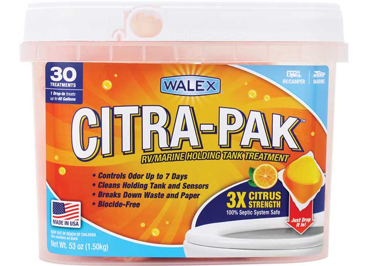 Walex Citrapak RV and Marine Holding Tank Deodorizer - 30 Pack Tub