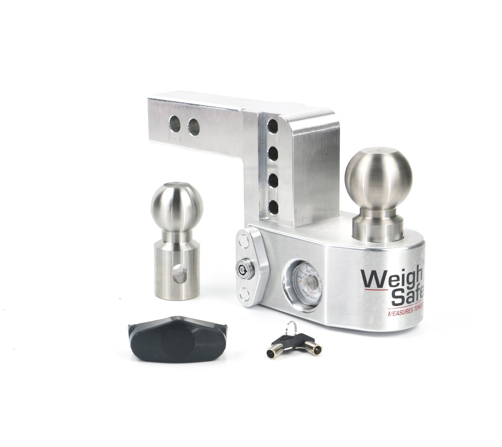 Weigh Safe 4-Inch Drop Hitch with 2-Inch Shank - Aluminum Adjustable Ball Mount for Towing Safety - Imex RV And Auto Parts