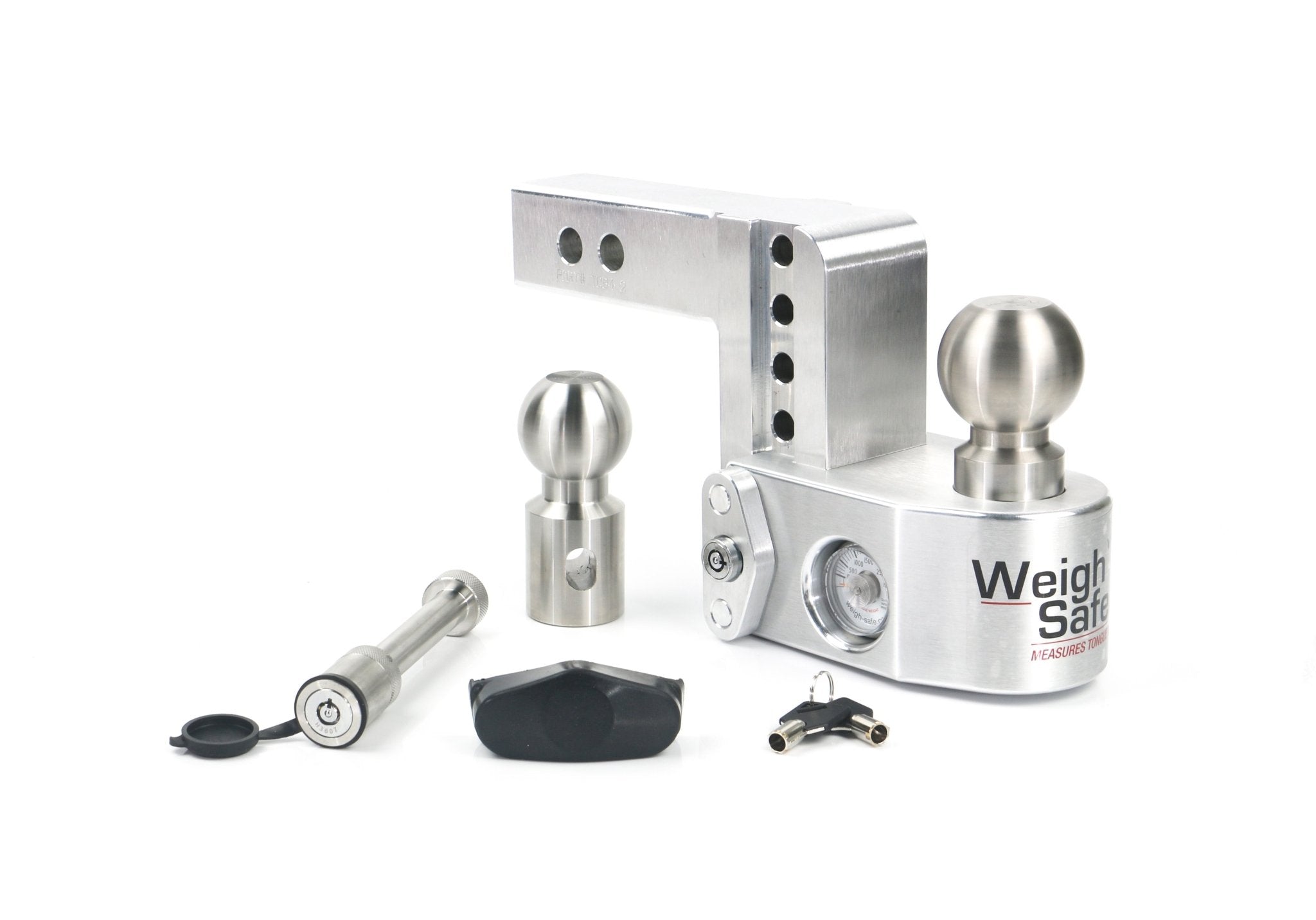 Weigh Safe 4-Inch Drop Hitch with 2-Inch Shank and Built-In Scale – Aluminum Adjustable Ball Mount for Safe Towing - Imex RV And Auto Parts