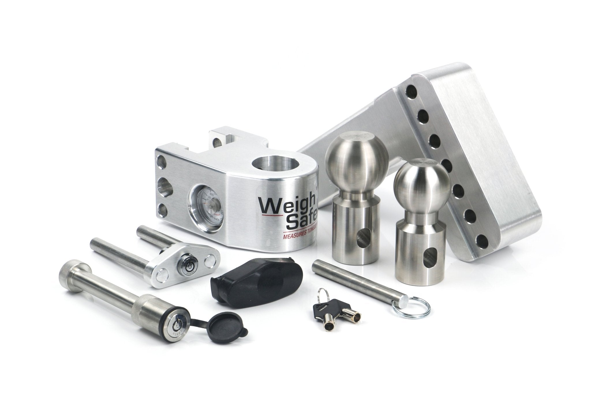 Weigh Safe Adjustable Drop Hitch with 2.5-Inch Shank and Built-In Scale - 4-Inch Drop, V-Class, Aluminum and Stainless Steel Construction - Imex RV And Auto Parts