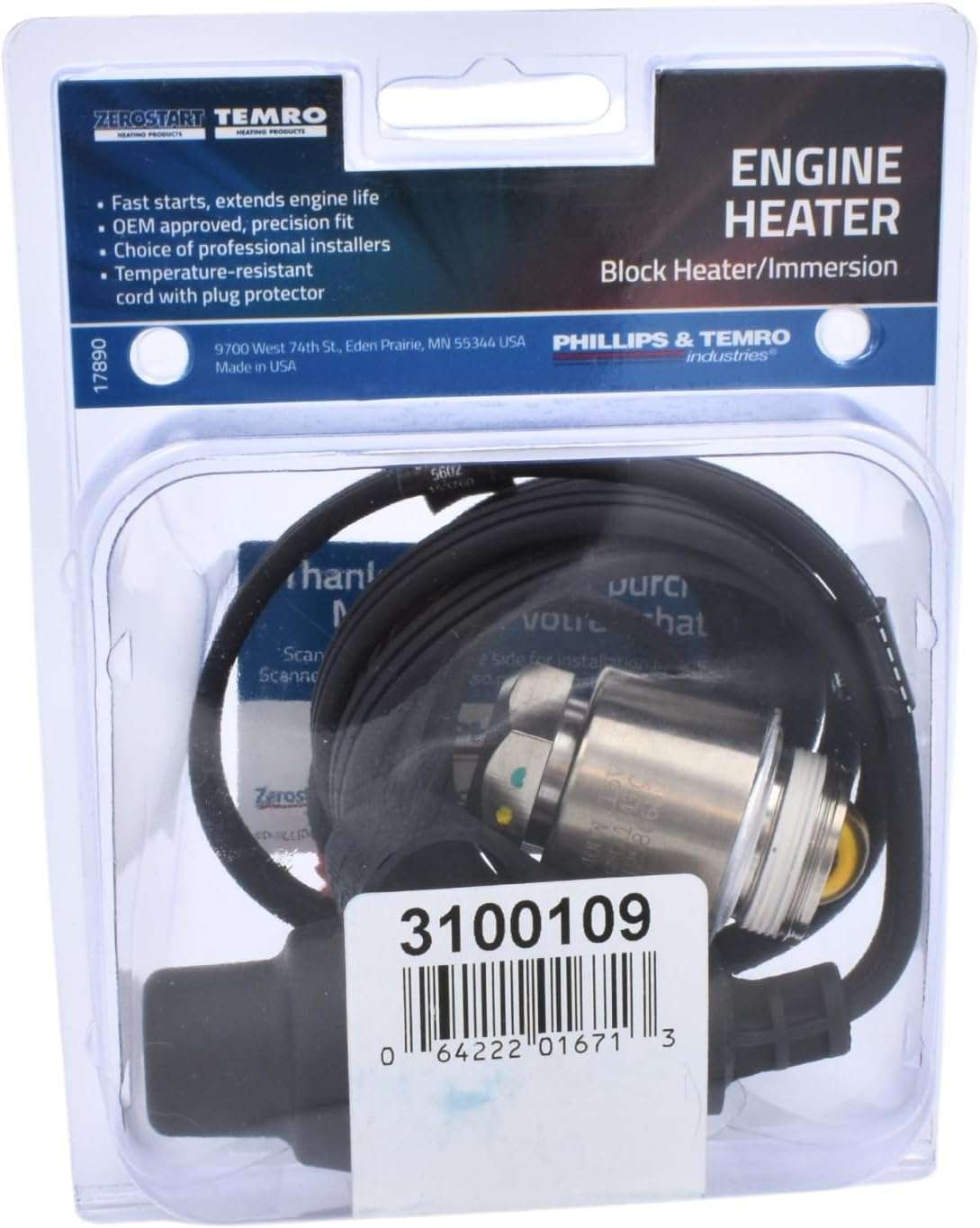 Zerostart 3100109 Engine Block Heater - Imex RV And Auto Parts