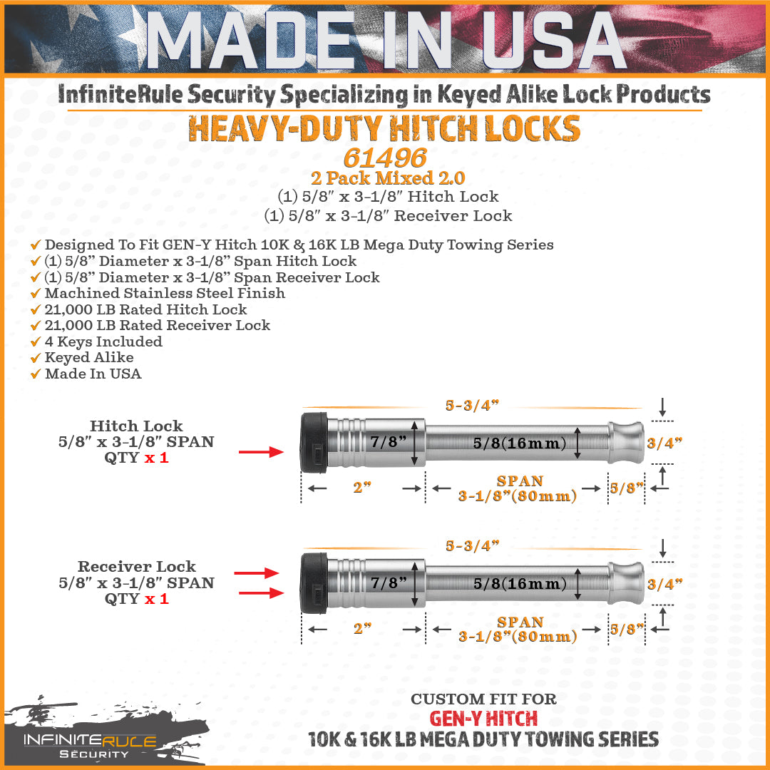GEN-Y Hitch InfiniteRule Security Lock – Heavy-Duty Trailer Hitch Pin for Secure Towing