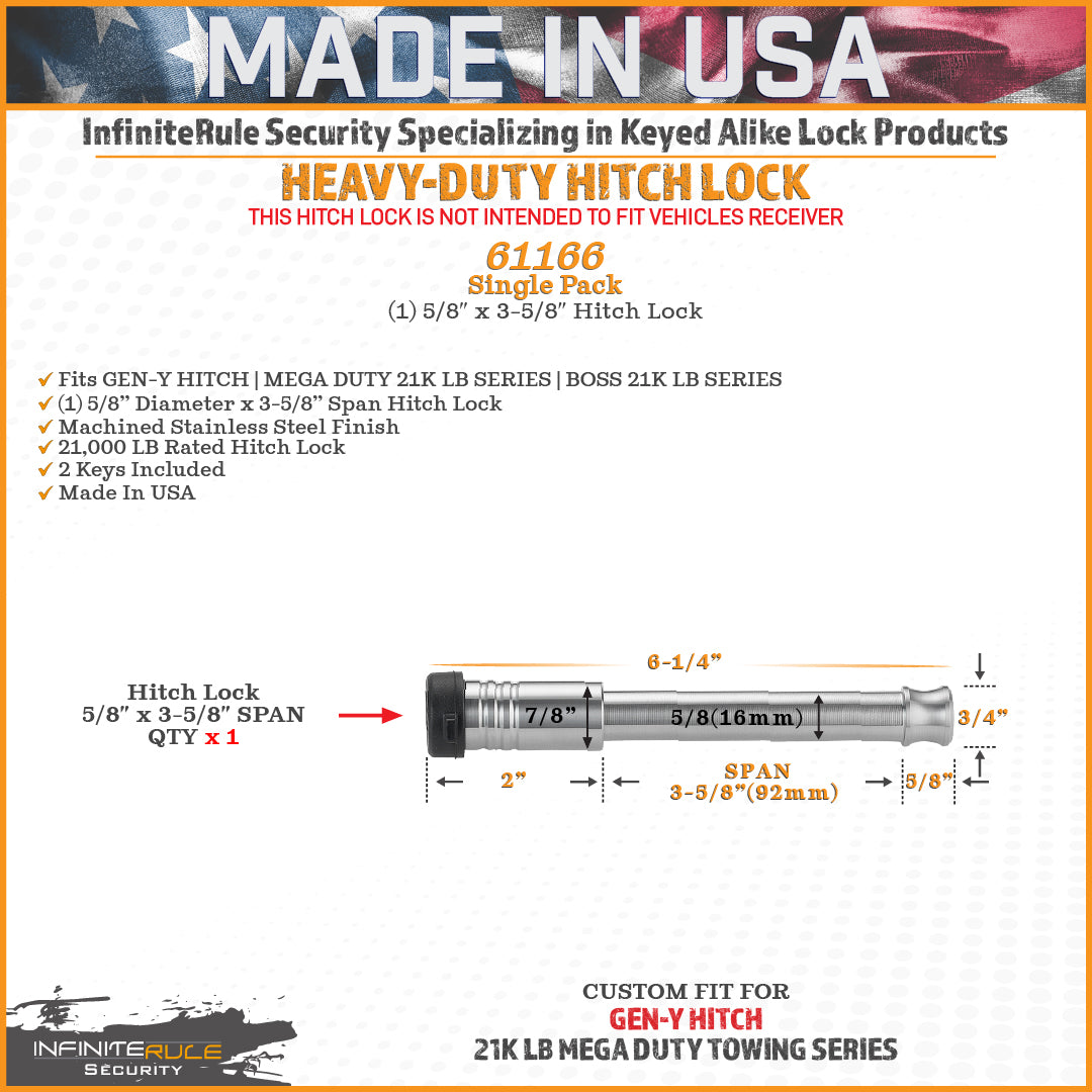 GEN-Y Hitch InfiniteRule Security Lock and Trailer Hitch Pin Set
