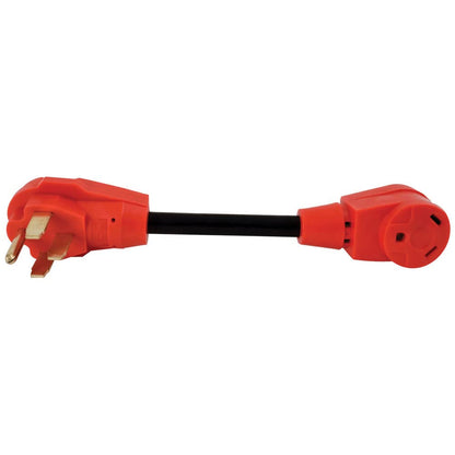 Valterra A10-3050F Mighty Cord 12" Adapter Cord w/Handle - 30AM to 50AF, Red