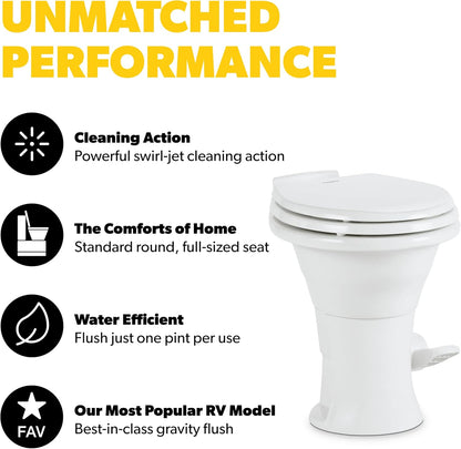 Dometic 302310081 310 Series Gravity-Flush Toilet - White, Standard