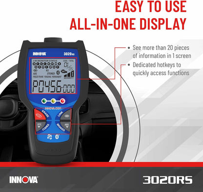 INNOVA 3020RS Fast & Easy-to-Use Check Engine Code Reader, OBD2 Scan Tool for ABS Clear with Fix & Part Recommendations, Maintenance Schedules, & Free TSBs on iPhone & Android