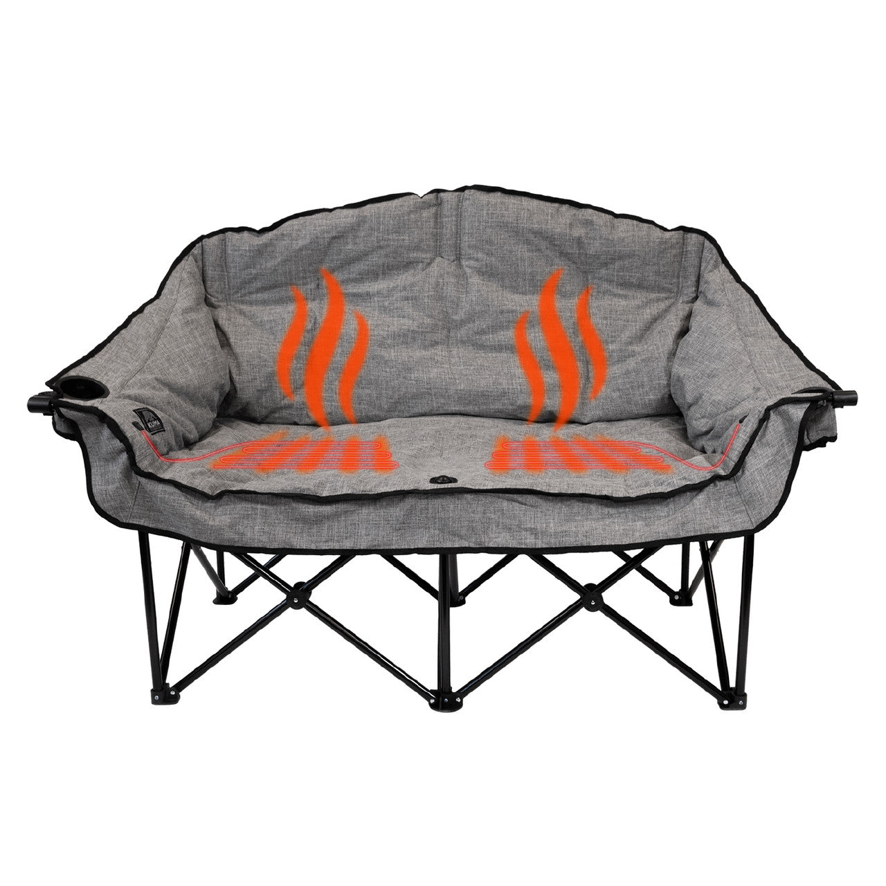 It’s a double Lazy Bear Heated Chair! Stay warm together in this two seater! Equipped with two separate Bluetooth™ buttons, two ADDHEAT Control Systems and two stem glass holders on either side. Adjust your seats independently so you can enjoy the heat you desire. Rated for 500 lbs.