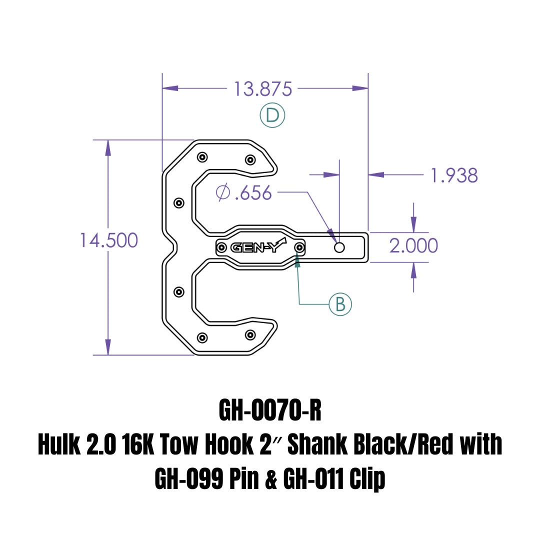 GEN-Y Hitch GH-0070-R Tow Hook for Heavy-Duty Towing and Recovery