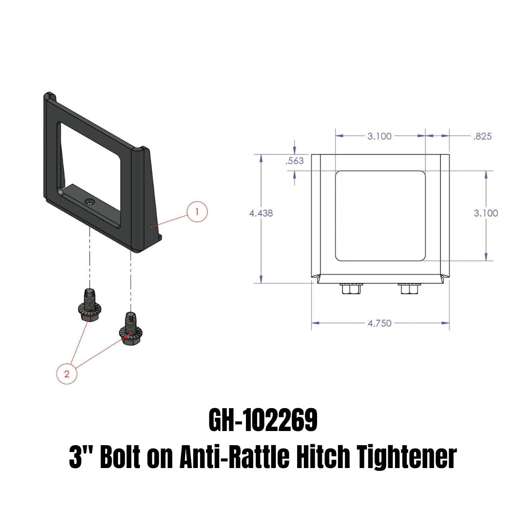 GEN-Y Hitch Anti-Rattle Hitch Tightener – Steel, 3-inch Shank, Heavy-Duty Towing Support