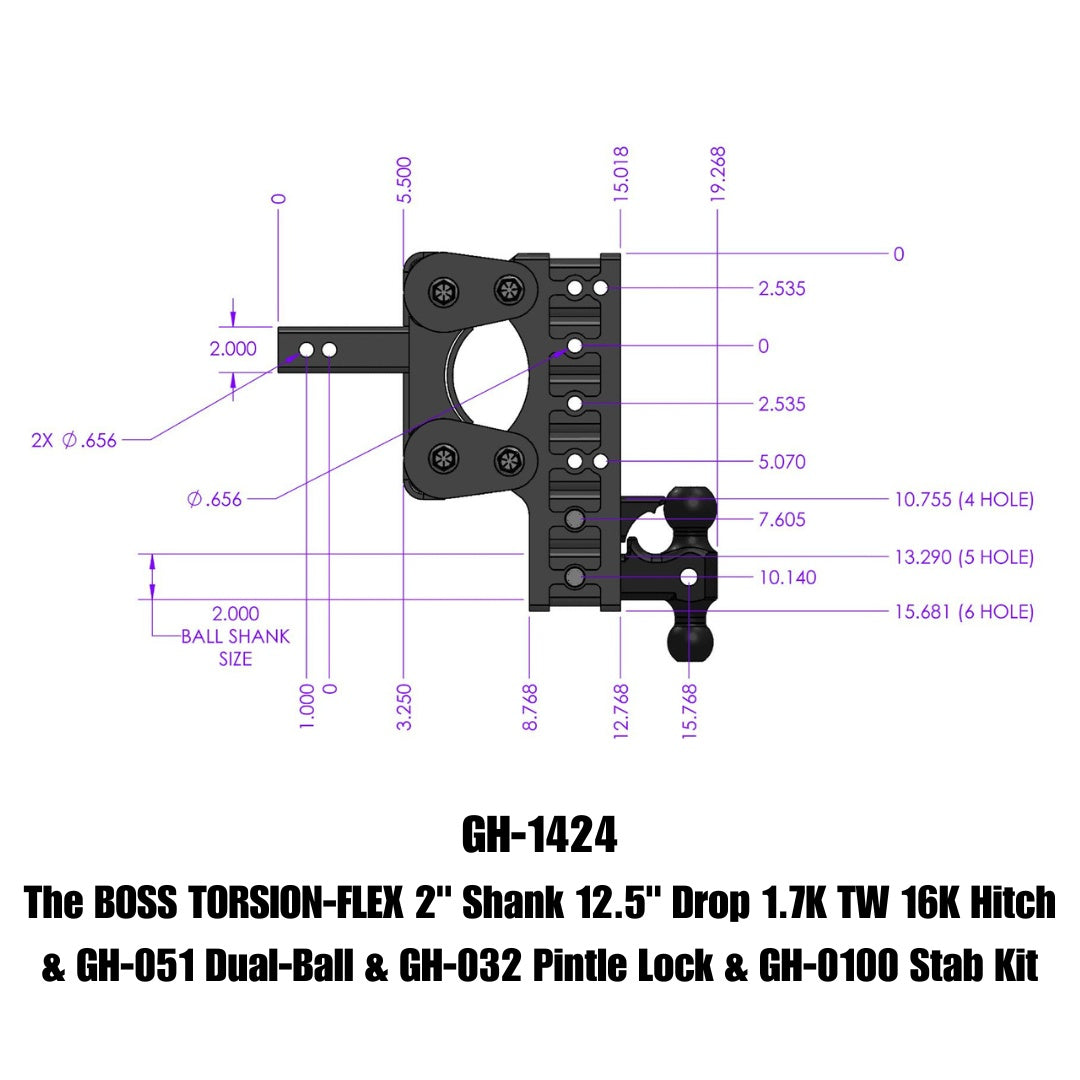 GEN-Y Hitch GH-1424 Drop Hitch – Adjustable Towing Solution with 12.5-Inch Drop, 16,000 LB Capacity