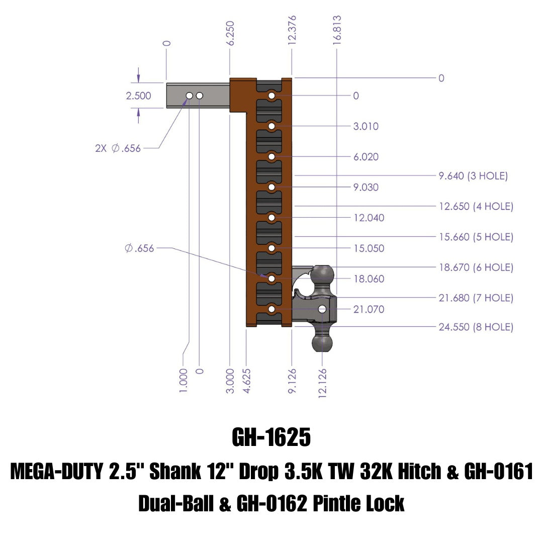 GEN-Y Hitch GH-1625 Mega-Duty Adjustable Drop Hitch for Heavy-Duty Towing
