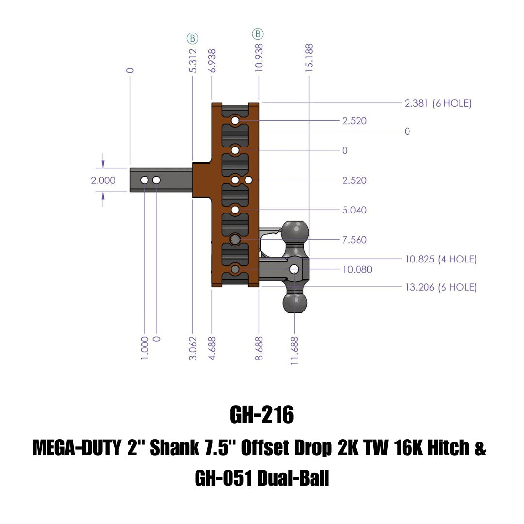 GEN-Y Hitch GH-216 Mega-Duty Adjustable Drop Hitch for Heavy-Duty Towing