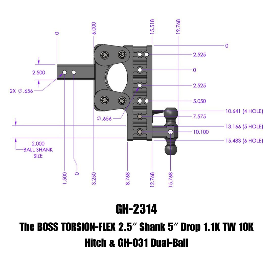 GEN-Y Hitch GH-2314 Torsion-Flex Drop Hitch for Heavy-Duty Towing, 10,000 lb Capacity
