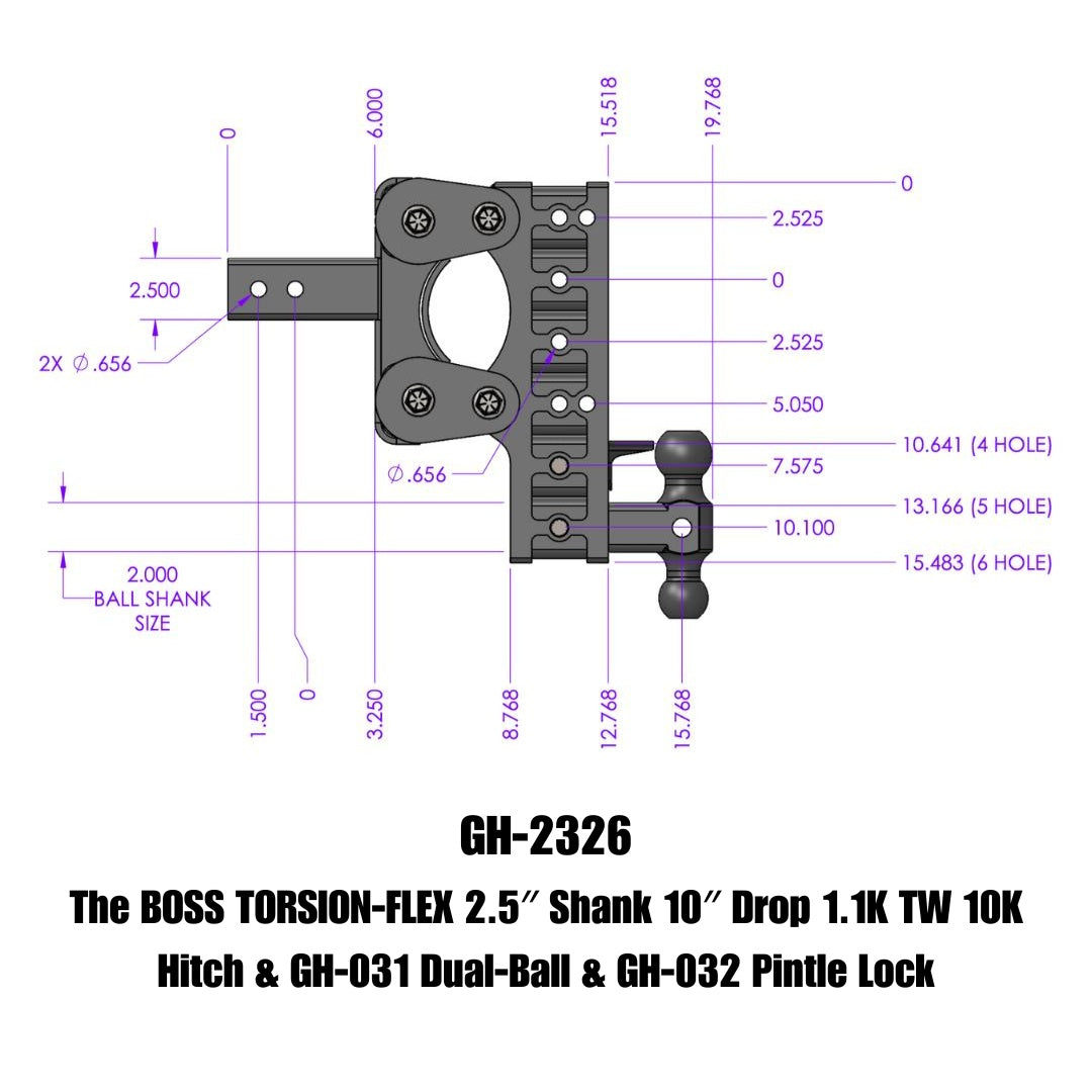 GEN-Y Hitch GH-2326 Drop Hitch with Torsion-Flex Design for Heavy-Duty Towing
