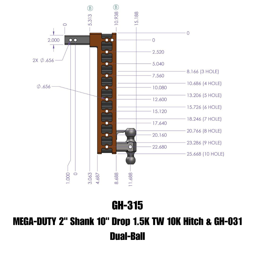 GEN-Y Hitch GH-315 Mega-Duty Adjustable Drop Hitch for Heavy-Duty Towing