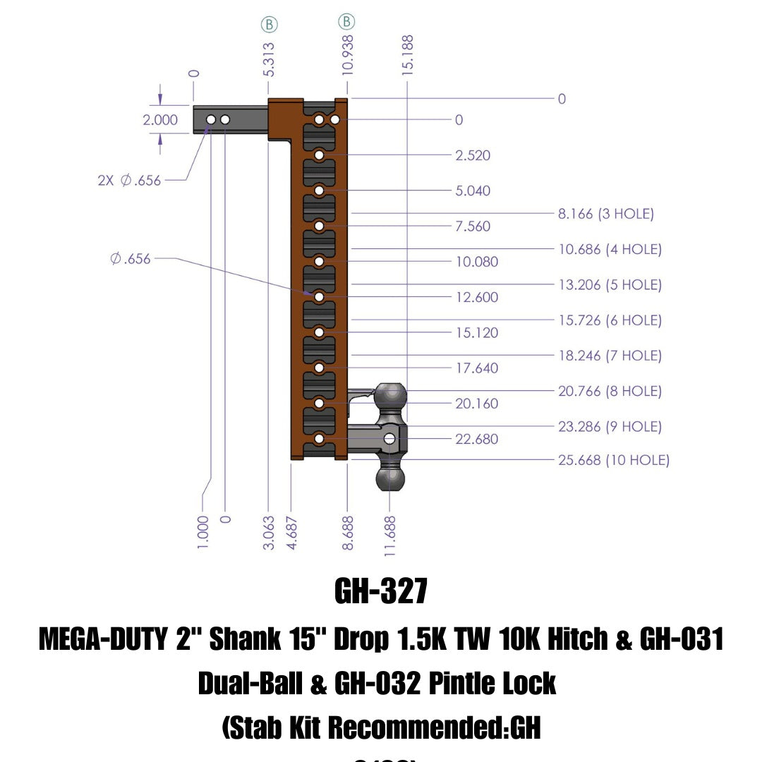 GEN-Y Hitch GH-327 Mega-Duty Adjustable Drop Hitch for Heavy-Duty Towing