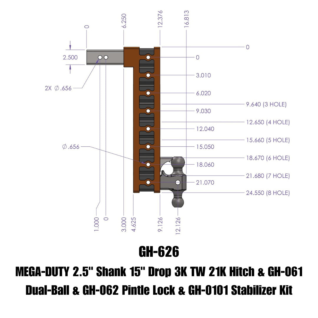 GEN-Y Hitch GH-626 Mega-Duty Adjustable Drop Hitch for Heavy-Duty Towing