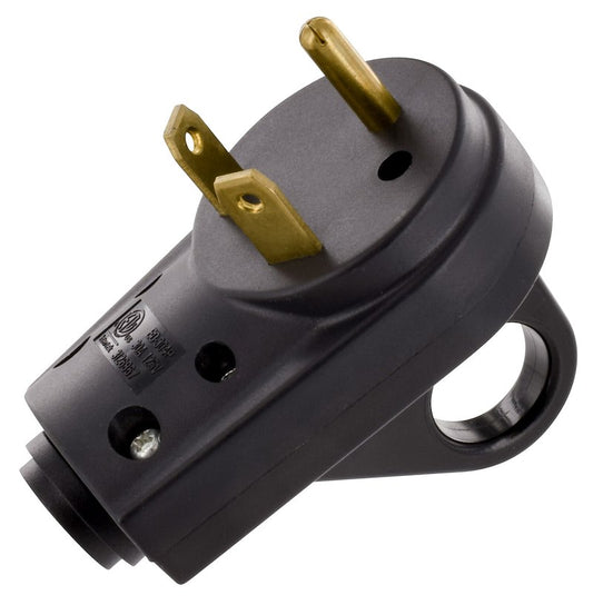 Power Cord Plug End; Mighty Cord ™; Replacement Plug Head; 30 Amp; Male End; With Plug Head Handle; Black; With Retail Package