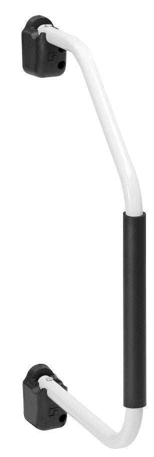 Entry Step Hand Rail; Lend-a-Hand; Use With Travel Trailers; Swing; 27-1/4 Inch Length; Not Illuminated; Powder Coated; Aluminum; White; With Foam Grip/ Mounting Brackets