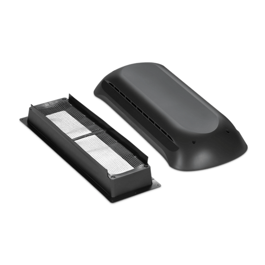 New Dometic plastic refrigerator roof vent. Kit includes vent base and cap. Cutout Dimensions: 6-1/2" X 23-3/4".