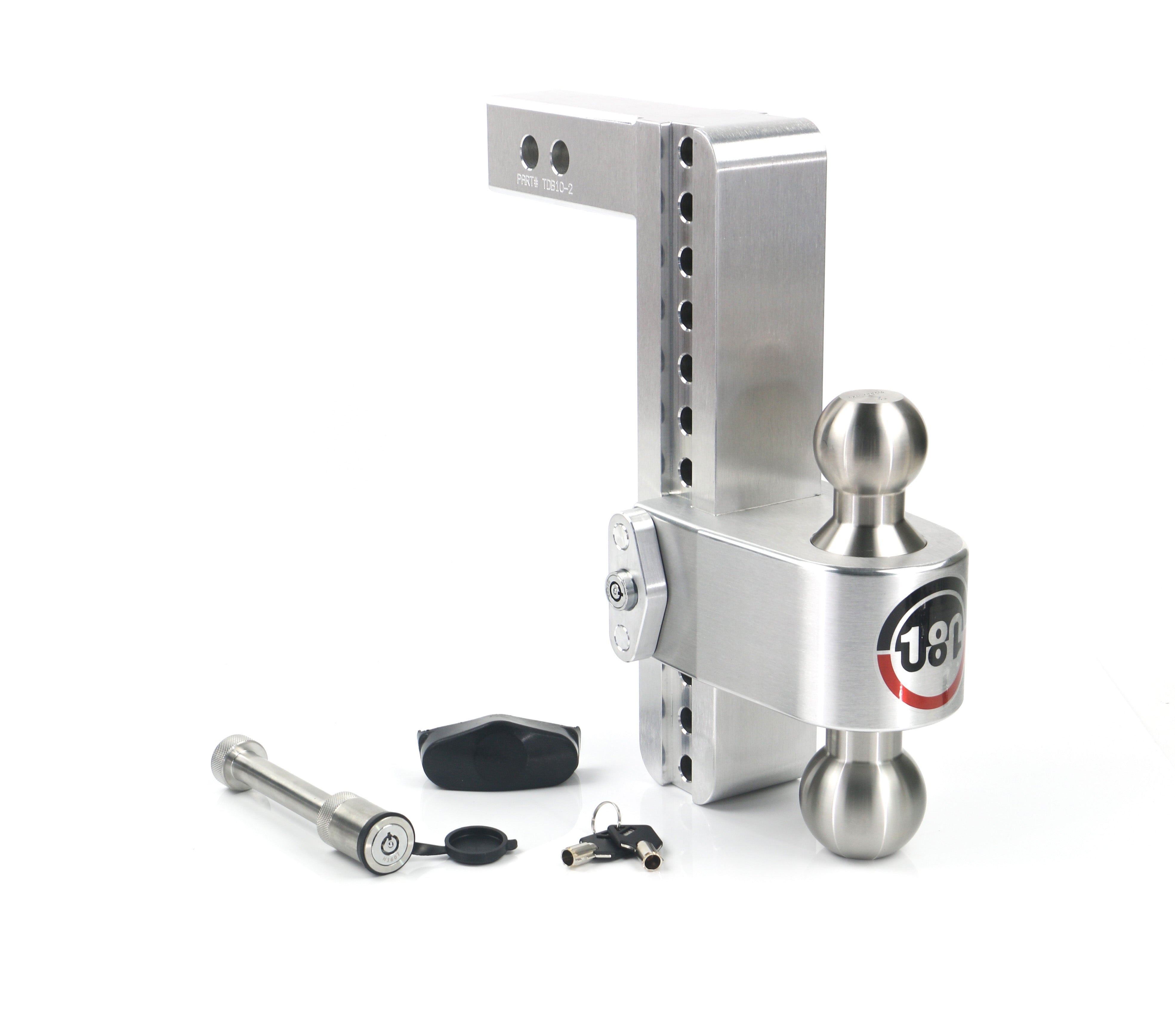 Weigh Safe 180 Hitch Stainless Steel Drop Hitch with 2-inch Shank – 10-inch Drop, Adjustable 12500 lbs Towing Capacity