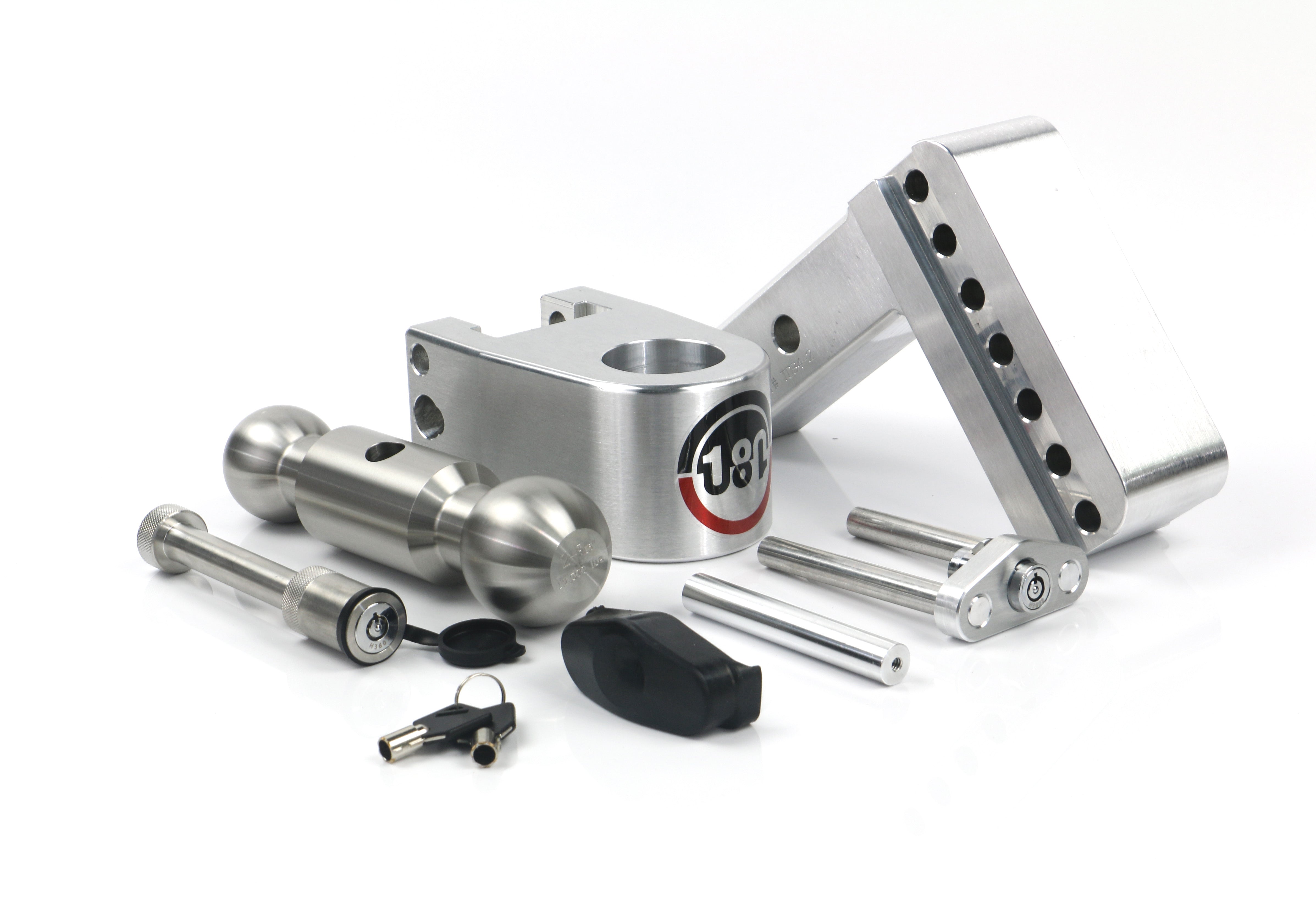 Weigh Safe 180 Hitch Stainless Steel Drop Hitch with 2-Inch Shank and 4-Inch Drop - Adjustable Aluminum Ball Mount