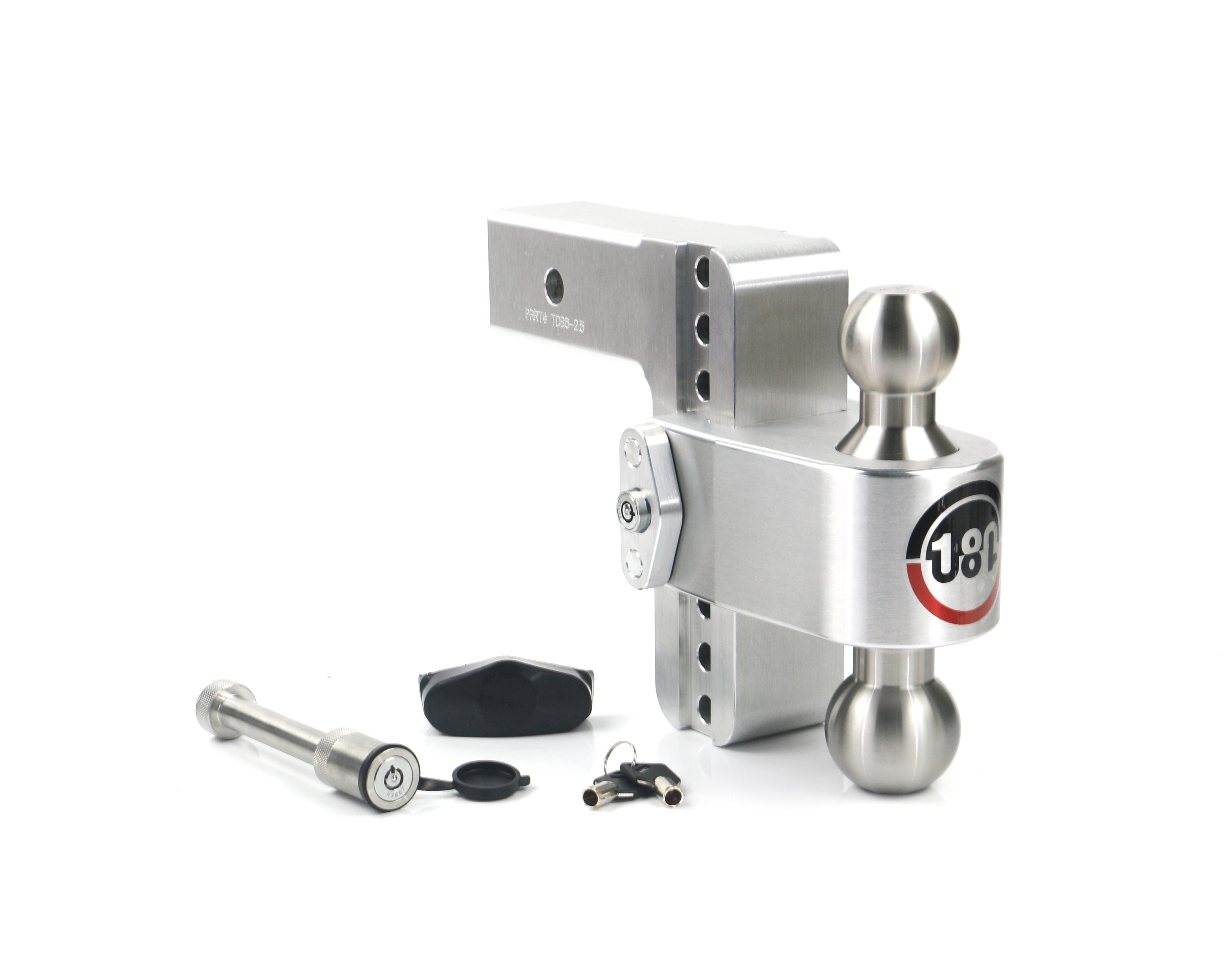Weigh Safe 180 Hitch Stainless Steel Drop Hitch with 2.5-Inch Shank and Turnover Ball