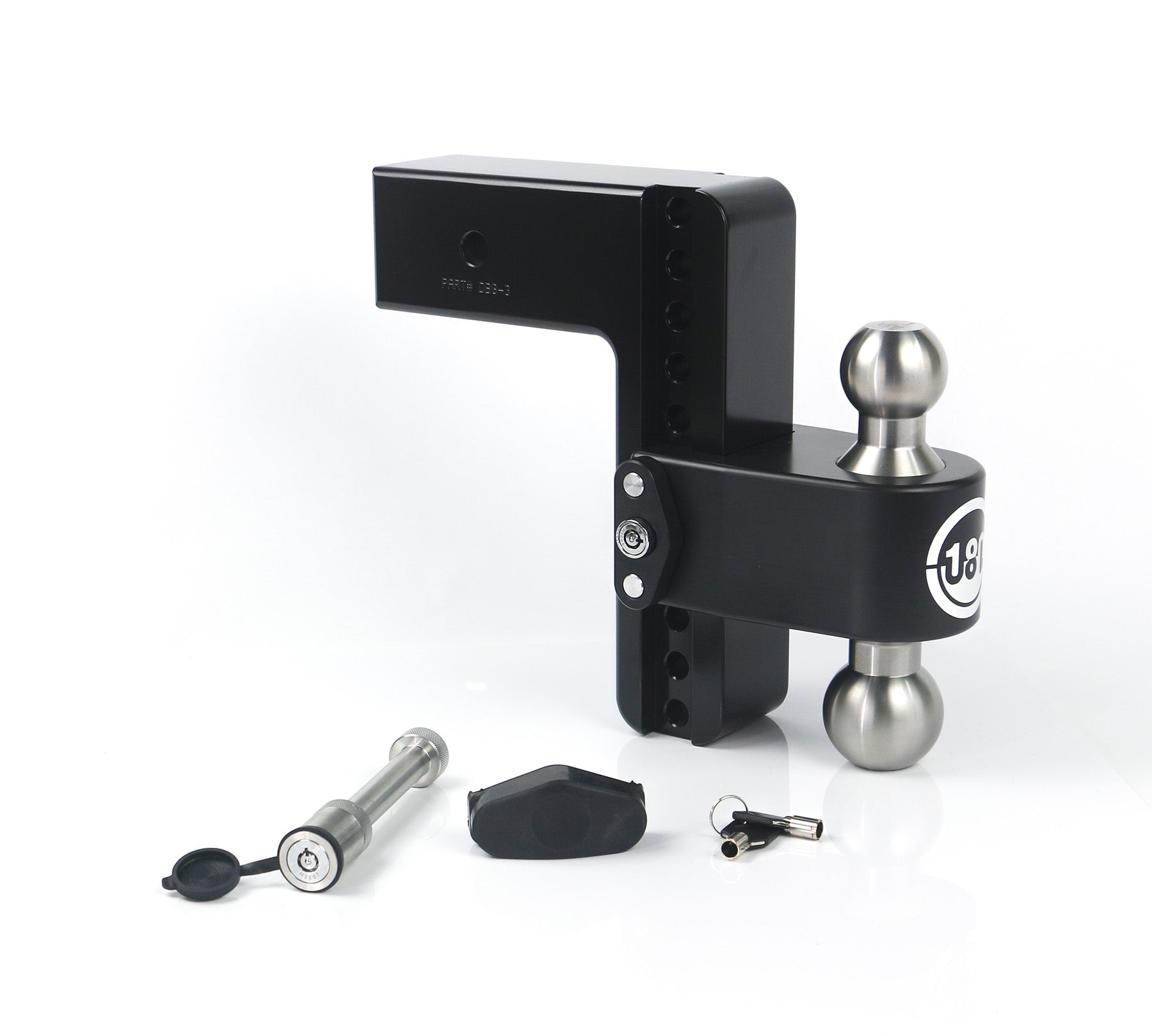 Weigh Safe 180 Hitch SS 8-Inch Drop Hitch with 3-Inch Shank and Keyed Alike Lock - Cerakoted Black Aluminum and Stainless Steel