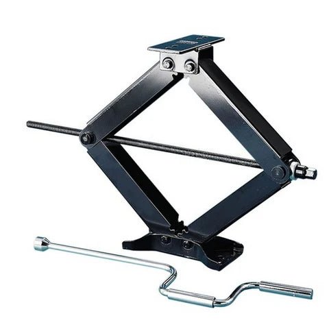 ​RV Pro RVP140842 24-inch Scissor Jacks (Pair), heavy-duty black steel jacks used for stabilizing a parked RV or trailer.