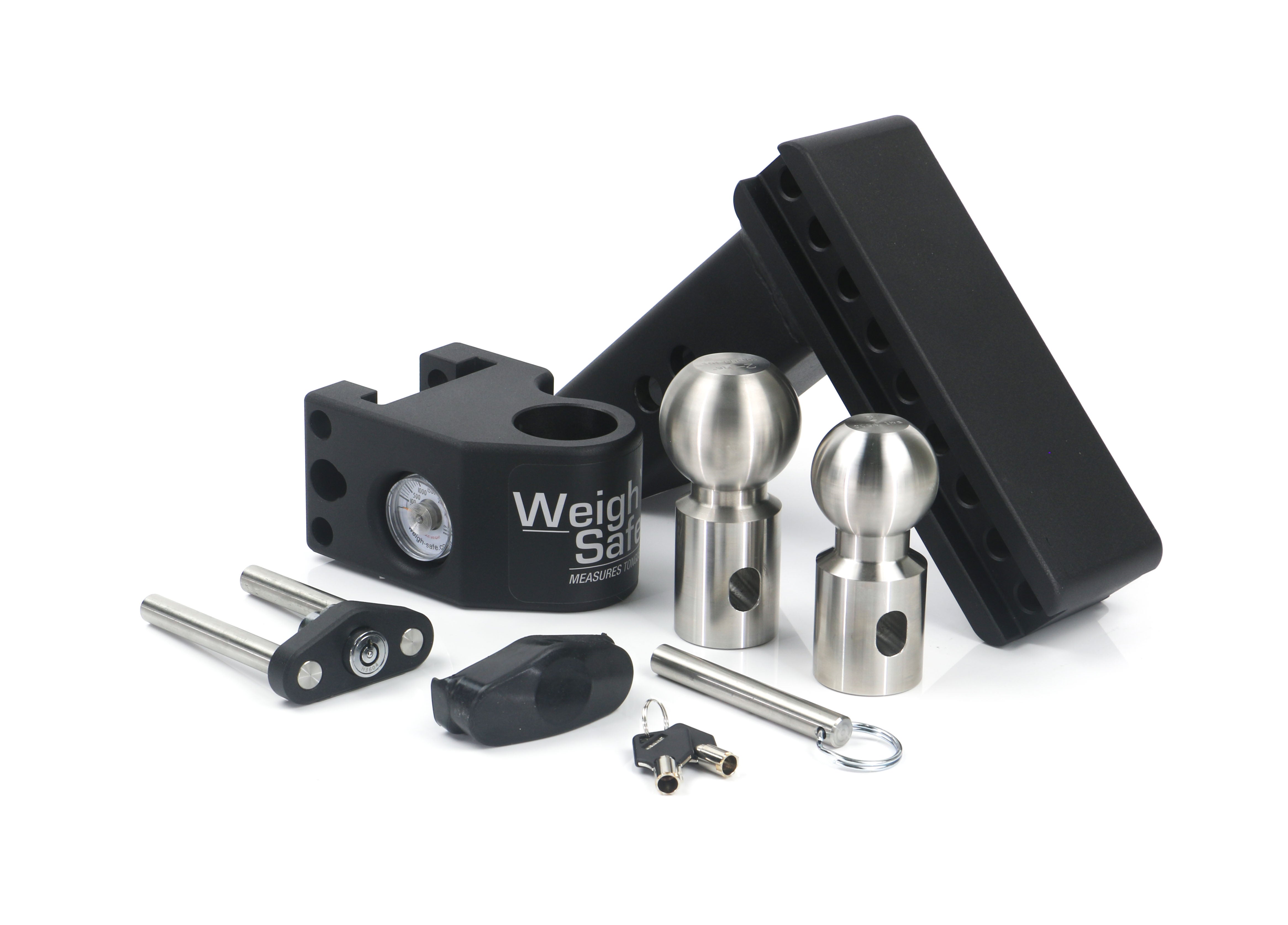 Weigh Safe Steel Adjustable Drop Hitch with 6-Inch Drop and 2.5-Inch Shank for Heavy Duty Towing