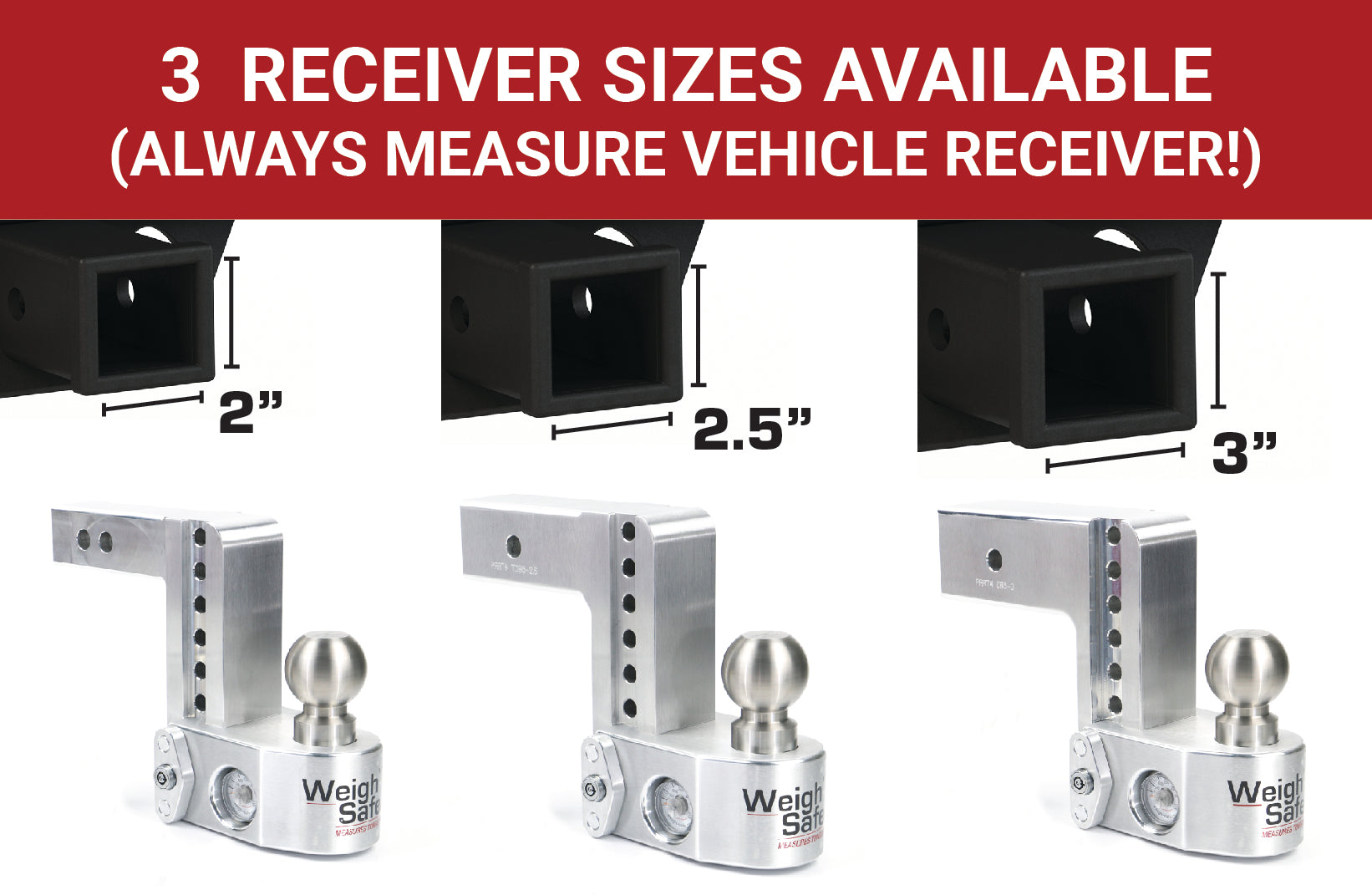 Weigh Safe 8-Inch Drop Hitch with 2-Inch Shank - Aluminum Adjustable Ball Mount