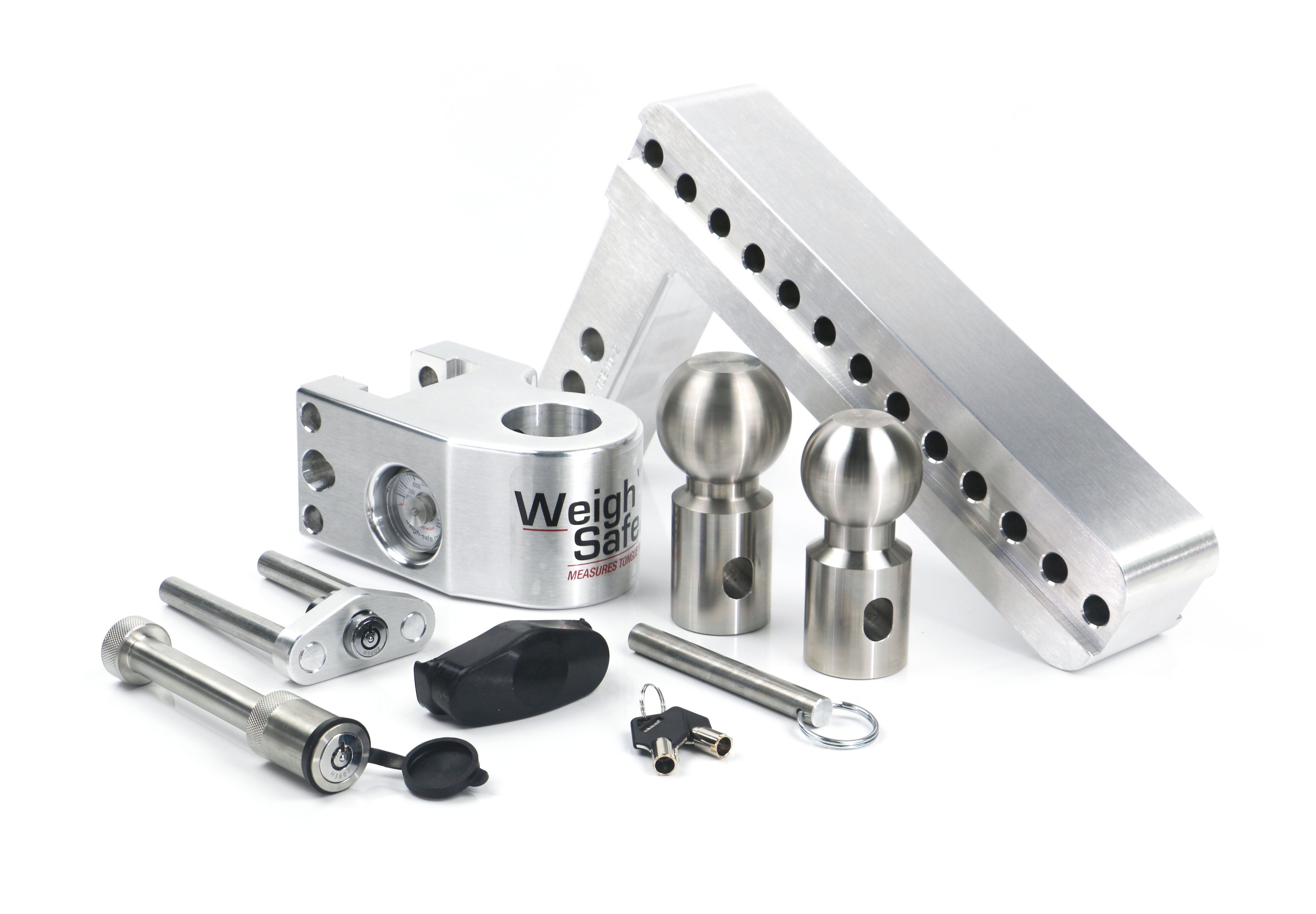 Weigh Safe 10" Drop Hitch with 2-Inch Shank and Built-In Scale – Aluminum Adjustable Ball Mount