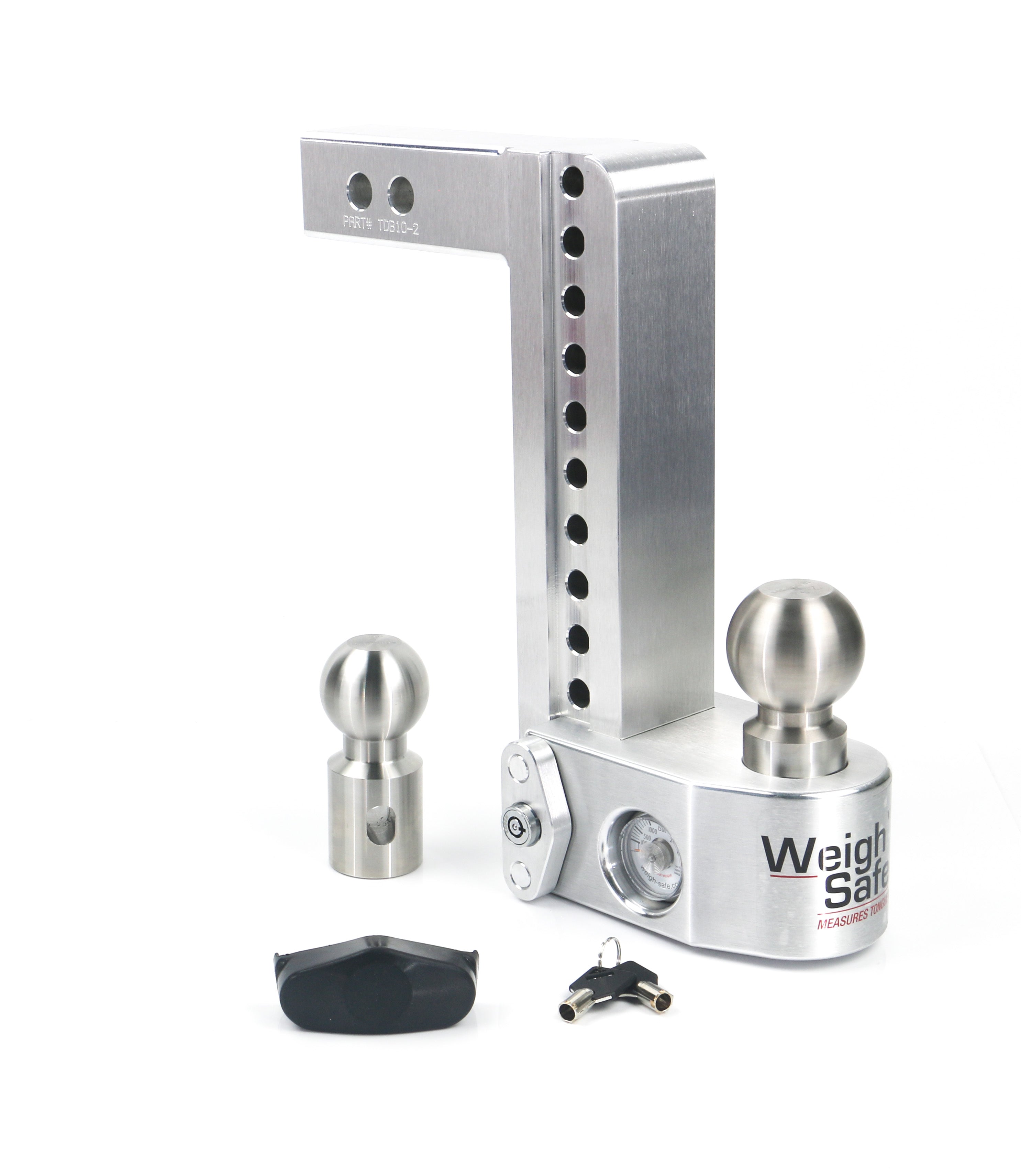 Weigh Safe 10-Inch Drop Hitch with 2-Inch Shank – Aluminum Adjustable Ball Mount for Safe Towing