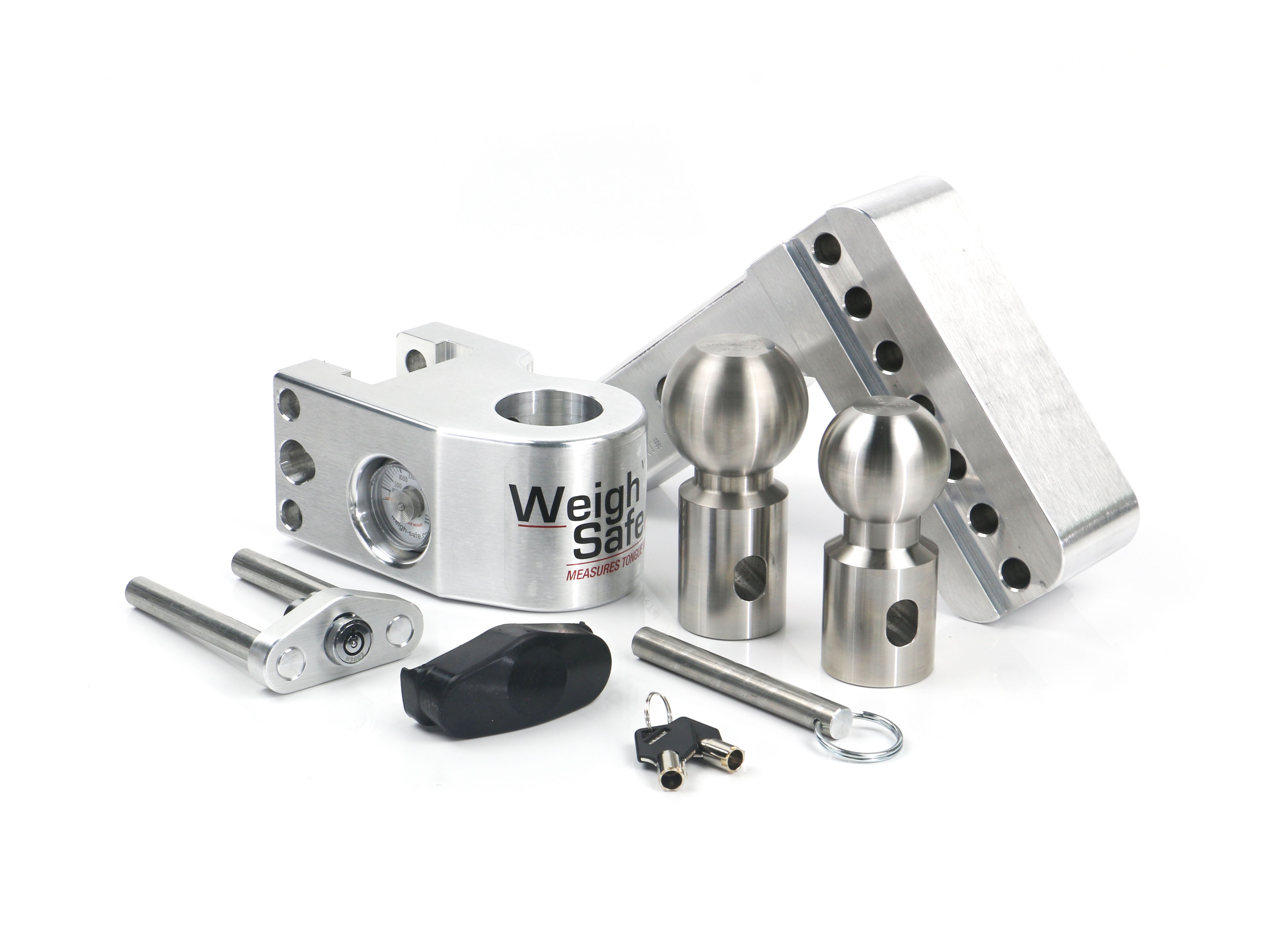 Weigh Safe 4-Inch Drop Hitch with 2-Inch Shank - Aluminum Adjustable Ball Mount for Towing Safety