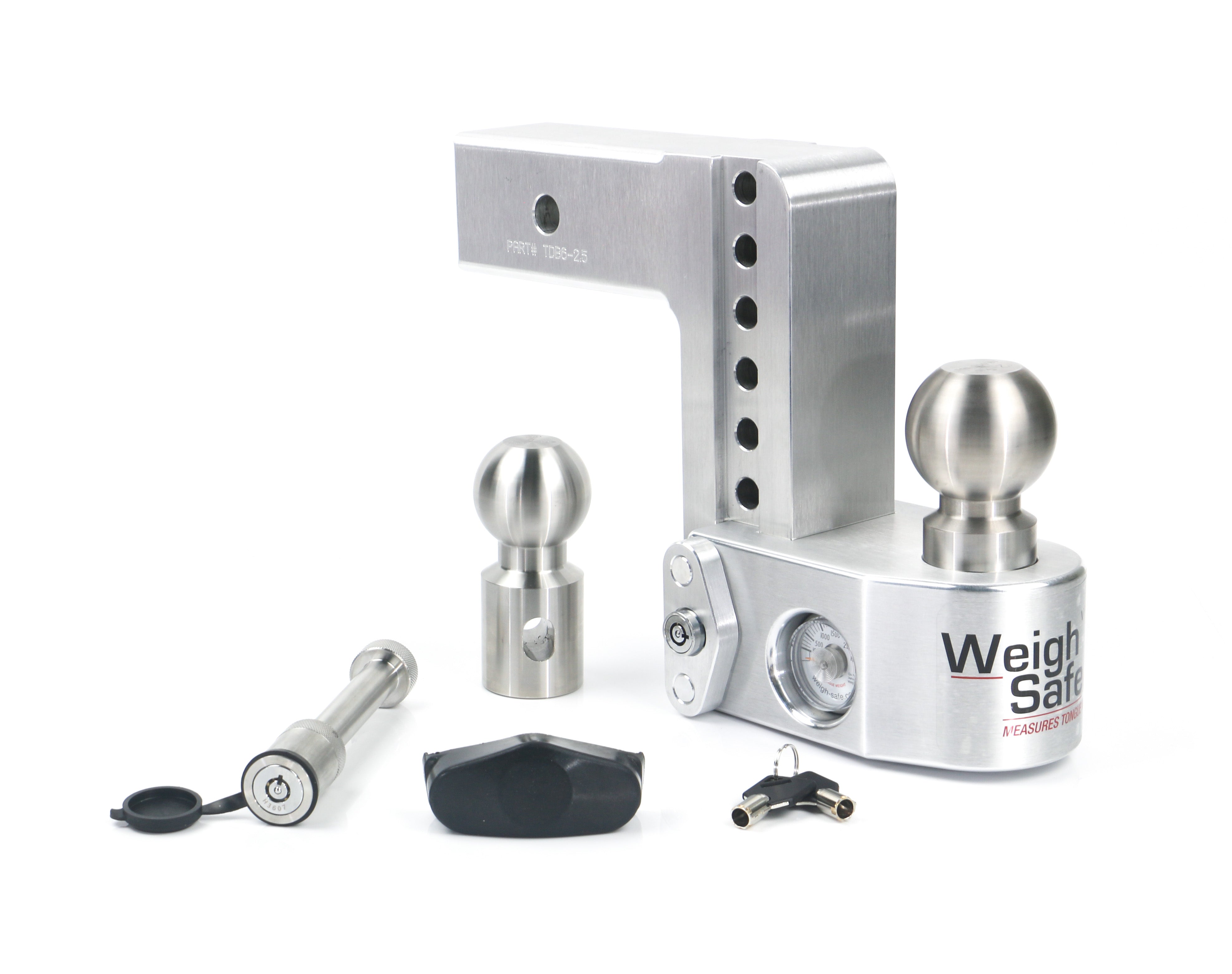 Weigh Safe 6-inch Drop Hitch with 2.5-inch Shank – Aluminum Adjustable Ball Mount for Towing Up to 18,500 lbs