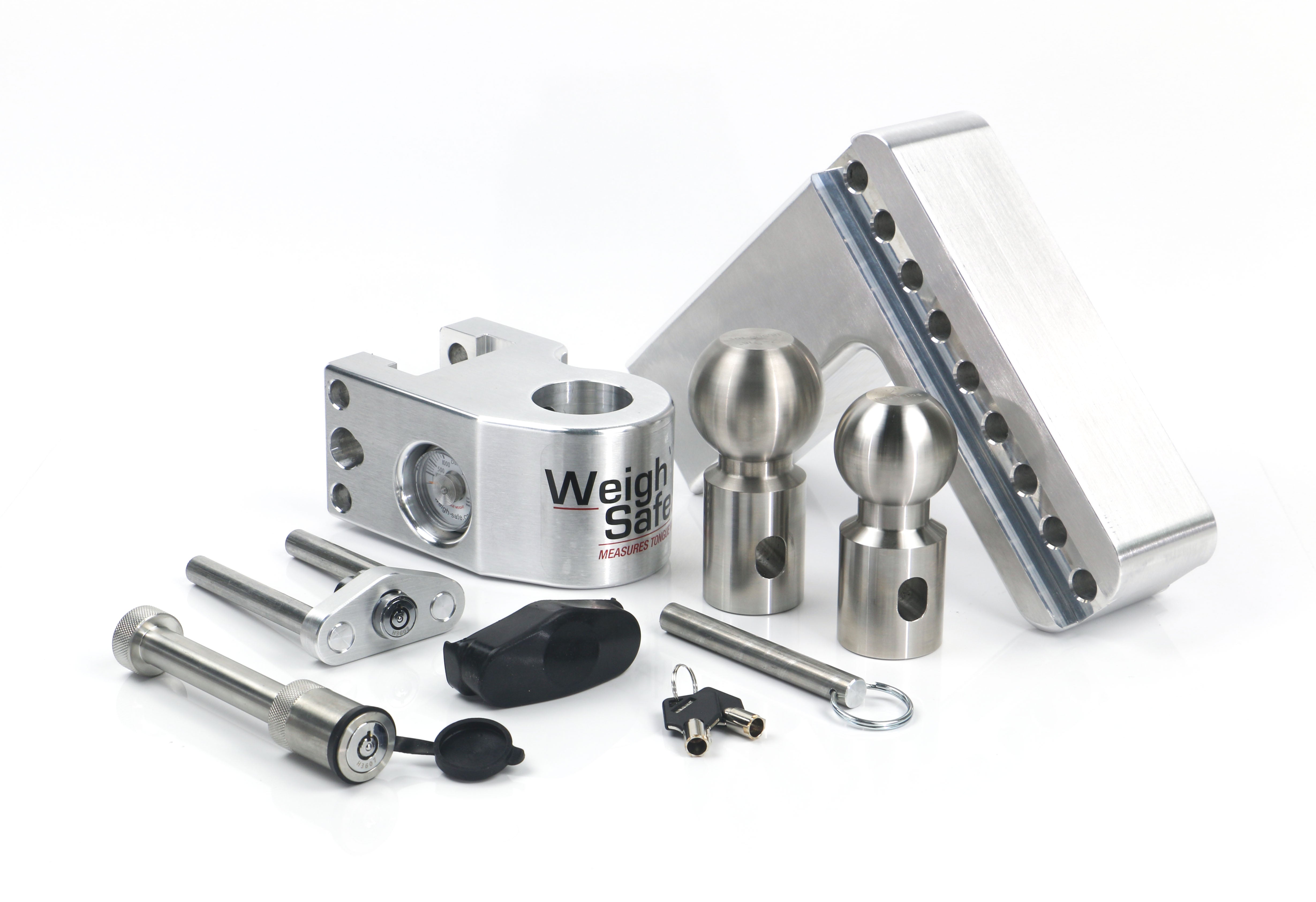 Weigh Safe 6-Inch Drop Hitch with 3-Inch Shank and Built-In Scale - Aluminum Adjustable Ball Mount for Heavy-Duty Towing