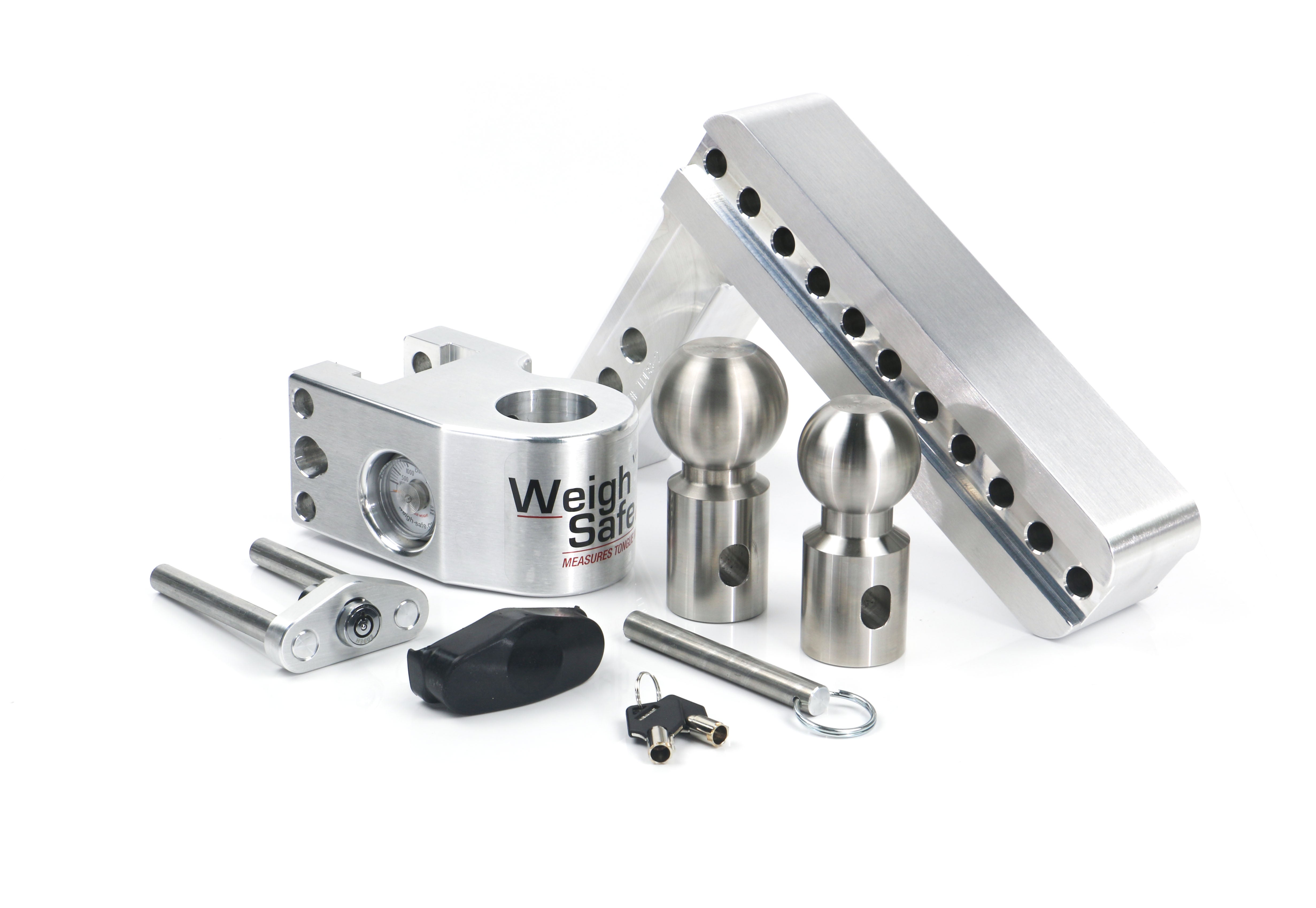 Weigh Safe 8-Inch Drop Hitch with 2-Inch Shank - Aluminum Adjustable Ball Mount