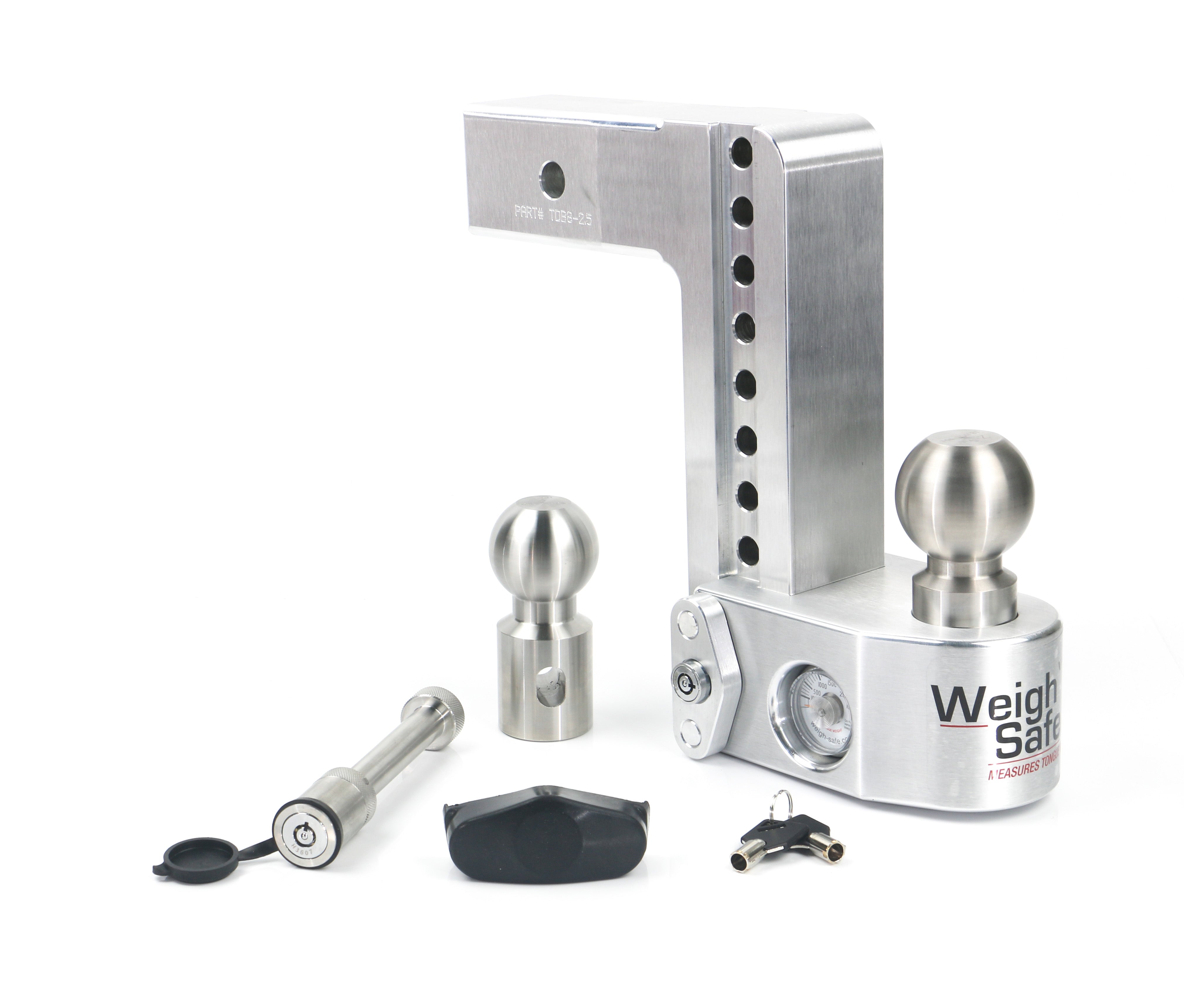 Weigh Safe 8-Inch Drop Hitch with 2.5-Inch Shank and Keyed Alike WS05 – Aluminum Adjustable Ball Mount for Towing up to 18,500 lbs