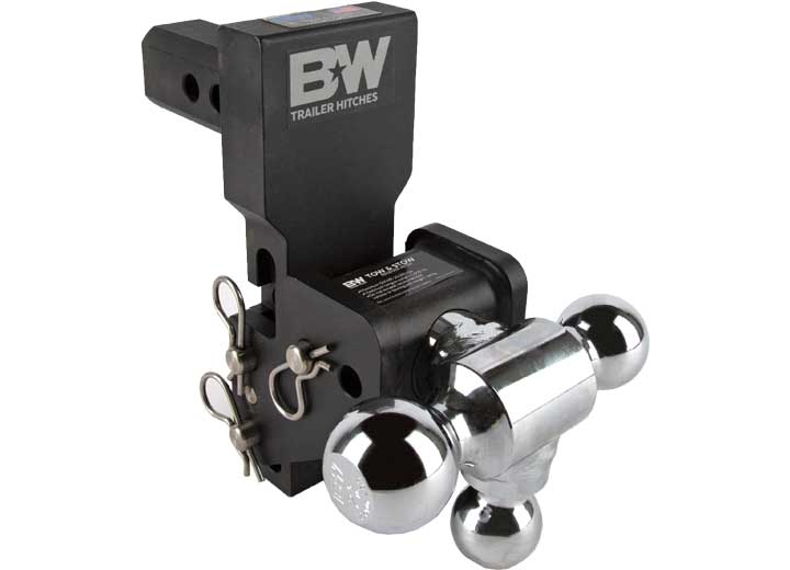 B & W Trailer Hitches Black Tow & Stow 2-In Shank with 5-In Drop and 6-In Rise, Adjustable Mount with 1-7/8 In, 2 In, and 2-5/16 In Triple Ball Sizes - Imex RV And Auto Parts