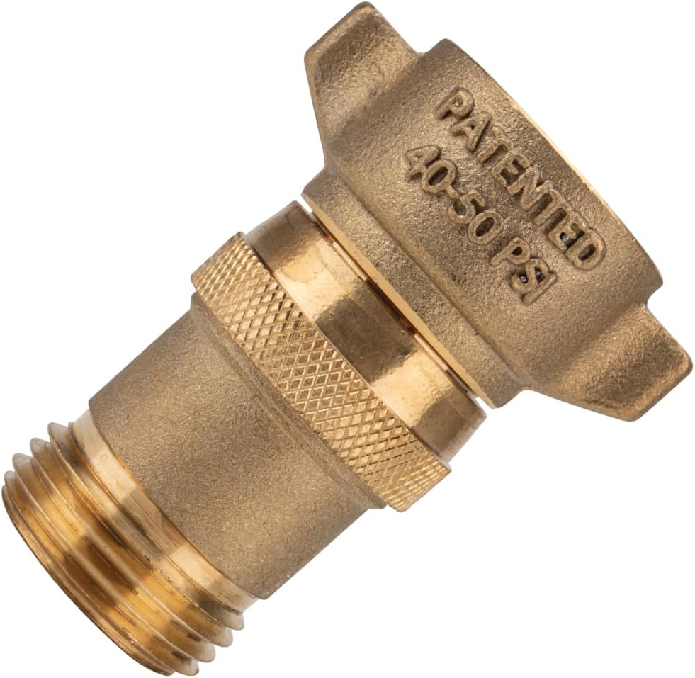 Camco Brass Camper/RV Water Pressure Regulator – Protects RV Kitchen Small Appliances, Plumbing & Hoses – Reduces RV Water Pressure to Safe & Consistent 40 - 50 PSI – Drinking Water Safe (40055) - Imex RV And Auto Parts