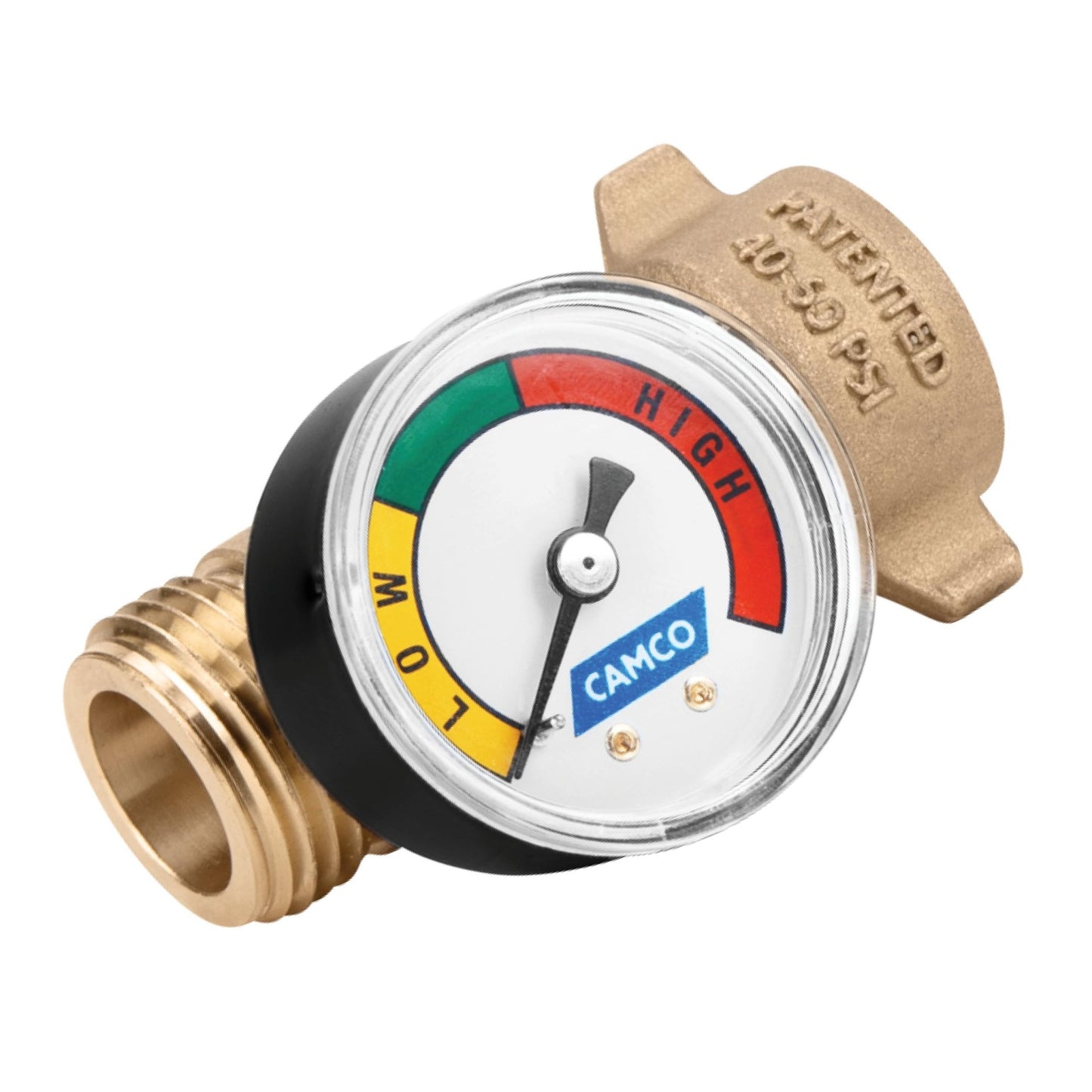 Camco Brass Camper/RV Water Pressure Regulator – Protects RV Kitchen Small Appliances, Plumbing & Hoses – Reduces RV Water Pressure to Safe & Consistent 40 - 50 PSI – Drinking Water Safe (40055) - Imex RV And Auto Parts