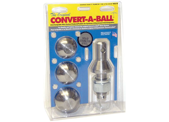 Convert-A-Ball CDC902B Stainless Steel Trailer Hitch Balls Set with 1-7/8 inch, 2 inch, and 2-5/16 inch Sizes