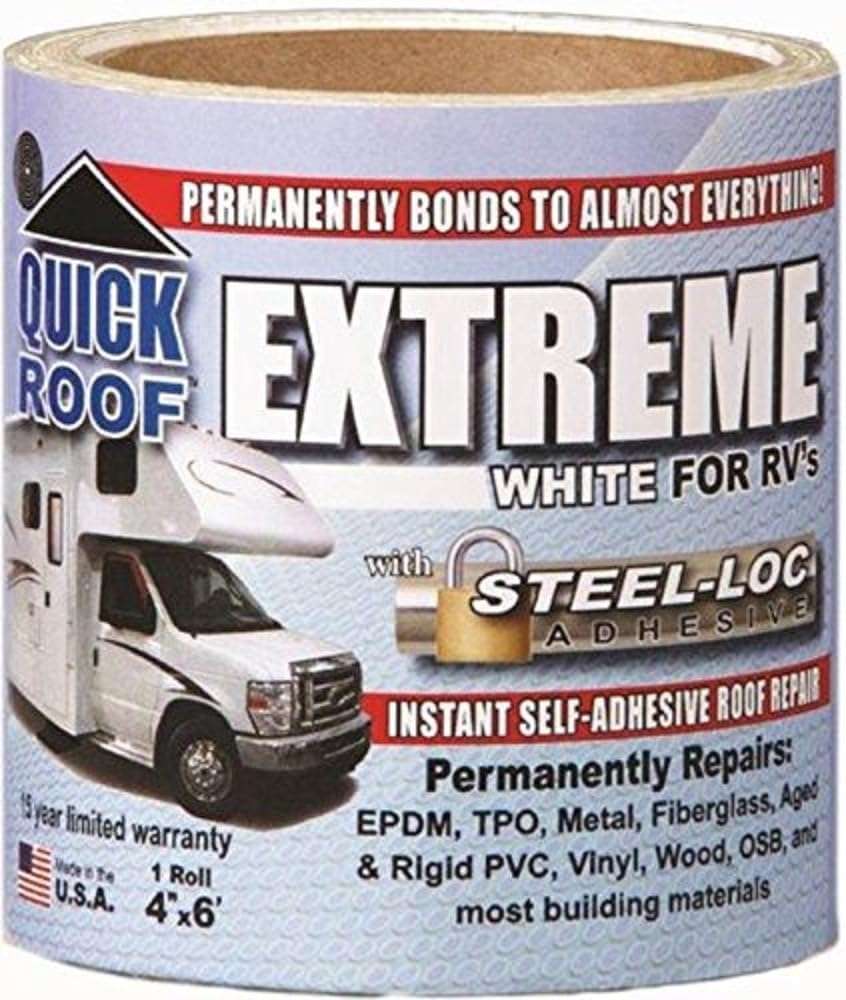 Cofair UBE625 Quick Roof Extreme with Steel - Loc Adhesive, White for RVs - 6" x 25' - Imex RV And Auto Parts