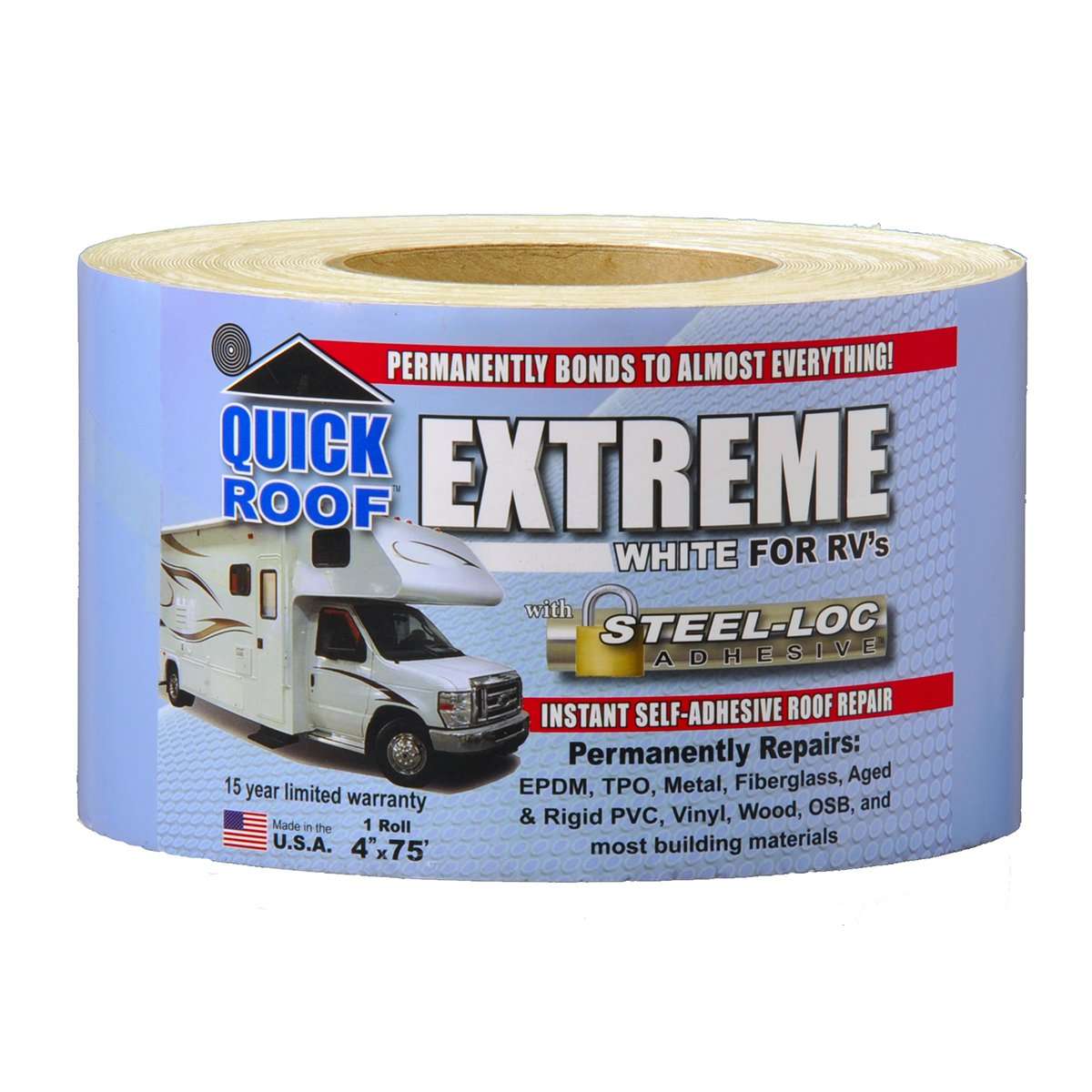 Cofair UBE625 Quick Roof Extreme with Steel - Loc Adhesive, White for RVs - 6" x 25' - Imex RV And Auto Parts