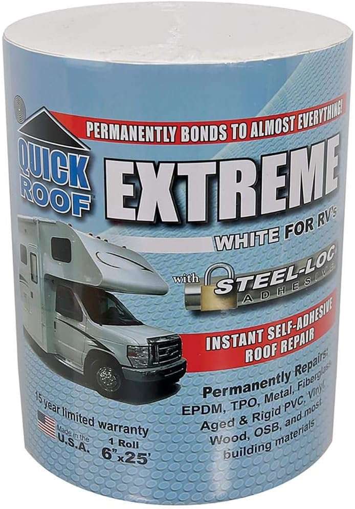 Cofair UBE625 Quick Roof Extreme with Steel - Loc Adhesive, White for RVs - 6" x 25' - Imex RV And Auto Parts