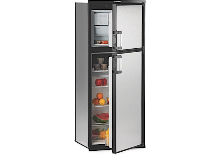 Dometic USA Americana Plus 2-Way Double Door Refrigerator with Thermostat Control - 8 Cu Ft, Black Metal Frame